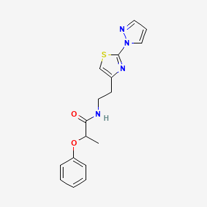 molecular formula C17H18N4O2S B2725731 N-(2-(2-(1H-pyrazol-1-yl)thiazol-4-yl)ethyl)-2-phenoxypropanamide CAS No. 1428370-94-8