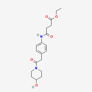 molecular formula C19H26N2O5 B2725733 Ethyl 4-((4-(2-(4-hydroxypiperidin-1-yl)-2-oxoethyl)phenyl)amino)-4-oxobutanoate CAS No. 1234849-36-5