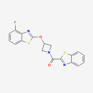 molecular formula C18H12FN3O2S2 B2725752 Benzo[d]thiazol-2-yl(3-((4-fluorobenzo[d]thiazol-2-yl)oxy)azetidin-1-yl)methanone CAS No. 1396856-75-9