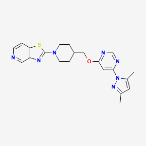 molecular formula C21H23N7OS B2725758 2-[4-[[6-(3,5-Dimethylpyrazol-1-yl)pyrimidin-4-yl]oxymethyl]piperidin-1-yl]-[1,3]thiazolo[4,5-c]pyridine CAS No. 2379977-77-0