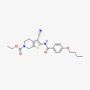 molecular formula C22H25N3O4S B2725761 ethyl 2-(4-butoxybenzamido)-3-cyano-4,5-dihydrothieno[2,3-c]pyridine-6(7H)-carboxylate CAS No. 921052-05-3
