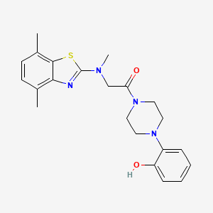 molecular formula C22H26N4O2S B2725780 2-((4,7-二甲基苯并[d]噻唑-2-基)(甲基)氨基)-1-(4-(2-羟基苯基)哌嗪-1-基)乙酮 CAS No. 1351635-20-5