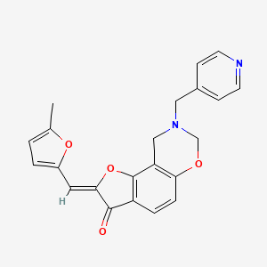 molecular formula C22H18N2O4 B2725782 (Z)-2-((5-methylfuran-2-yl)methylene)-8-(pyridin-4-ylmethyl)-8,9-dihydro-2H-benzofuro[7,6-e][1,3]oxazin-3(7H)-one CAS No. 929823-94-9