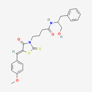 molecular formula C24H26N2O4S2 B2725794 N-(1-hydroxy-3-phenylpropan-2-yl)-4-[(5Z)-5-(4-methoxybenzylidene)-4-oxo-2-thioxo-1,3-thiazolidin-3-yl]butanamide CAS No. 900135-12-8