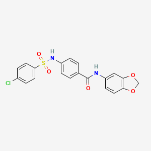 molecular formula C20H15ClN2O5S B2725799 N-(benzo[d][1,3]dioxol-5-yl)-4-(4-chlorophenylsulfonamido)benzamide CAS No. 898457-11-9