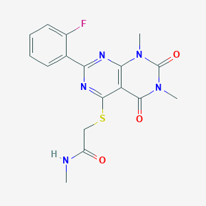 molecular formula C17H16FN5O3S B2725801 2-[7-(2-fluorophenyl)-1,3-dimethyl-2,4-dioxopyrimido[4,5-d]pyrimidin-5-yl]sulfanyl-N-methylacetamide CAS No. 893912-03-3