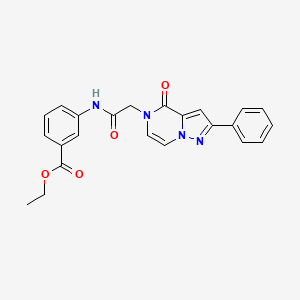 molecular formula C23H20N4O4 B2725807 ethyl 3-{[(4-oxo-2-phenylpyrazolo[1,5-a]pyrazin-5(4H)-yl)acetyl]amino}benzoate CAS No. 941963-21-9