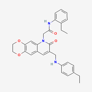 molecular formula C30H31N3O4 B2725811 N-(2-乙基苯基)-2-(8-(((4-乙基苯基)氨基)甲基)-7-氧代-2,3-二氢-[1,4]二噁杂环[2,3-g]喹啉-6(7H)-基)乙酰胺 CAS No. 932359-34-7
