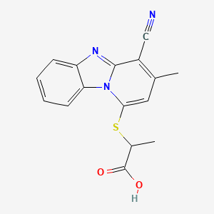 molecular formula C16H13N3O2S B2725813 2-(4-Cyano-3-methylpyrido[1,2-a]benzimidazol-1-yl)sulfanylpropanoic acid CAS No. 730248-95-0