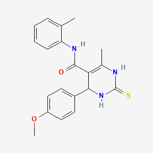 molecular formula C20H21N3O2S B2725818 4-(4-甲氧基苯基)-6-甲基-N-(2-甲基苯基)-2-硫代-1,2,3,4-四氢嘧啶-5-甲酰胺 CAS No. 312735-04-9