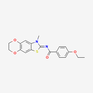 molecular formula C19H18N2O4S B2725824 4-ethoxy-N-(3-methyl-6,7-dihydro-[1,4]dioxino[2,3-f][1,3]benzothiazol-2-ylidene)benzamide CAS No. 1321981-00-3
