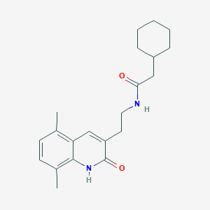 molecular formula C21H28N2O2 B2725828 2-cyclohexyl-N-[2-(5,8-dimethyl-2-oxo-1H-quinolin-3-yl)ethyl]acetamide CAS No. 851406-73-0