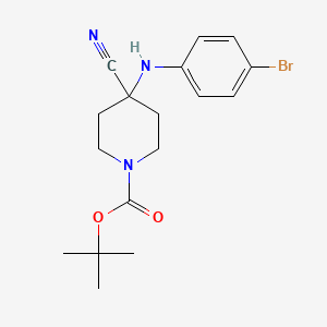 molecular formula C17H22BrN3O2 B2725842 叔丁基-4-((4-溴苯基)氨基)-4-氰基哌啶-1-羧酸叔丁酯 CAS No. 1703998-07-5