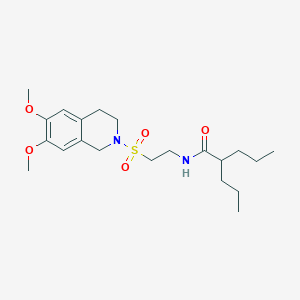 molecular formula C21H34N2O5S B2725865 N-(2-((6,7-dimethoxy-3,4-dihydroisoquinolin-2(1H)-yl)sulfonyl)ethyl)-2-propylpentanamide CAS No. 922066-57-7