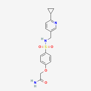 molecular formula C17H19N3O4S B2725879 2-(4-(N-((6-cyclopropylpyridin-3-yl)methyl)sulfamoyl)phenoxy)acetamide CAS No. 2320889-47-0