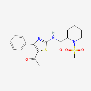 molecular formula C18H21N3O4S2 B2725882 N-(5-acetyl-4-phenylthiazol-2-yl)-1-(methylsulfonyl)piperidine-2-carboxamide CAS No. 1214833-42-7