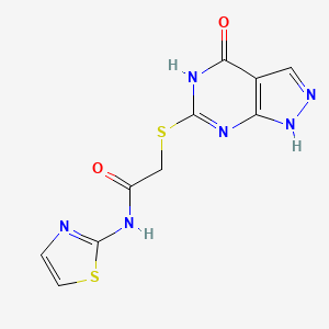 molecular formula C10H8N6O2S2 B2725895 2-[(4-oxo-1,2-dihydropyrazolo[3,4-d]pyrimidin-6-yl)sulfanyl]-N-(1,3-thiazol-2-yl)acetamide CAS No. 877630-23-4