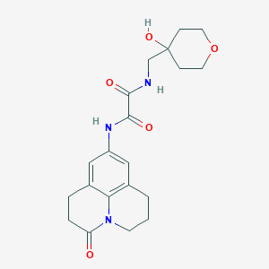 molecular formula C20H25N3O5 B2725909 N1-((4-hydroxytetrahydro-2H-pyran-4-yl)methyl)-N2-(3-oxo-1,2,3,5,6,7-hexahydropyrido[3,2,1-ij]quinolin-9-yl)oxalamide CAS No. 1351632-07-9