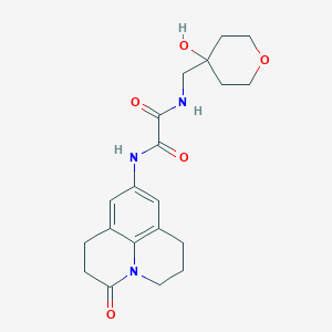 molecular formula C20H25N3O5 B2725909 N1-((4-羟基四氢-2H-吡喃-4-基甲基)-N2-(3-氧代-1,2,3,5,6,7-六氢吡啶并[3,2,1-ij]喹啉-9-基)草酰胺 CAS No. 1351632-07-9