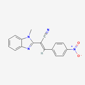 molecular formula C17H12N4O2 B2725910 (E)-2-(1-甲基-1H-苯并咪唑-2-基)-3-(4-硝基苯基)丙烯腈 CAS No. 157946-20-8