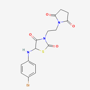 molecular formula C15H14BrN3O4S B2725914 5-((4-Bromophenyl)amino)-3-(2-(2,5-dioxopyrrolidin-1-yl)ethyl)thiazolidine-2,4-dione CAS No. 1025750-24-6