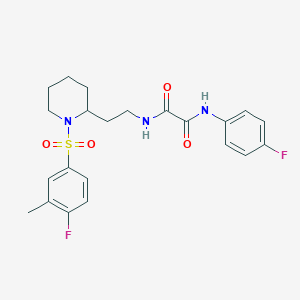 molecular formula C22H25F2N3O4S B2725916 N1-(2-(1-((4-fluoro-3-methylphenyl)sulfonyl)piperidin-2-yl)ethyl)-N2-(4-fluorophenyl)oxalamide CAS No. 898426-23-8