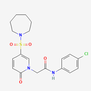 molecular formula C19H22ClN3O4S B2725920 2-[5-(azepan-1-ylsulfonyl)-2-oxopyridin-1(2H)-yl]-N-(4-chlorophenyl)acetamide CAS No. 1358165-58-8