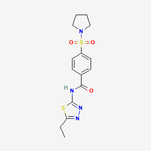 molecular formula C15H18N4O3S2 B2725926 N-(5-ethyl-1,3,4-thiadiazol-2-yl)-4-(pyrrolidin-1-ylsulfonyl)benzamide CAS No. 577752-93-3