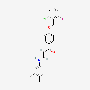 molecular formula C24H21ClFNO2 B2725936 (E)-1-[4-[(2-chloro-6-fluorophenyl)methoxy]phenyl]-3-(3,4-dimethylanilino)prop-2-en-1-one CAS No. 477888-61-2