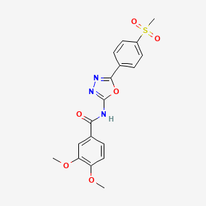 molecular formula C18H17N3O6S B2725949 3,4-dimethoxy-N-[5-(4-methylsulfonylphenyl)-1,3,4-oxadiazol-2-yl]benzamide CAS No. 886910-92-5