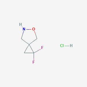 molecular formula C5H8ClF2NO B2725951 1,1-Difluoro-5-oxa-6-azaspiro[2.4]heptane hydrochloride CAS No. 2174001-70-6