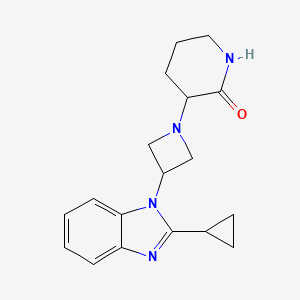 molecular formula C18H22N4O B2725985 3-[3-(2-Cyclopropylbenzimidazol-1-yl)azetidin-1-yl]piperidin-2-one CAS No. 2379949-28-5