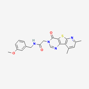 molecular formula C21H20N4O3S B2725992 2-(7,9-dimethyl-4-oxopyrido[3',2':4,5]thieno[3,2-d]pyrimidin-3(4H)-yl)-N-(3-methoxybenzyl)acetamide CAS No. 946269-96-1