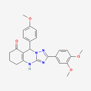 molecular formula C24H24N4O4 B2725993 2-(3,4-dimethoxyphenyl)-9-(4-methoxyphenyl)-5,6,7,9-tetrahydro-[1,2,4]triazolo[5,1-b]quinazolin-8(4H)-one CAS No. 539843-83-9