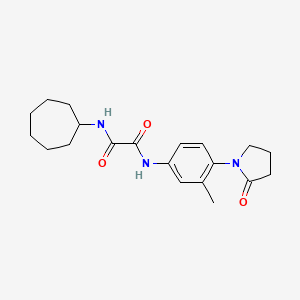 molecular formula C20H27N3O3 B2725994 N1-cycloheptyl-N2-(3-methyl-4-(2-oxopyrrolidin-1-yl)phenyl)oxalamide CAS No. 941934-62-9