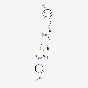 molecular formula C21H20ClN3O3S B2725998 N-(4-(2-((4-chlorophenethyl)amino)-2-oxoethyl)thiazol-2-yl)-4-methoxybenzamide CAS No. 941984-94-7