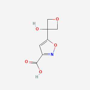 molecular formula C7H7NO5 B2726002 5-(3-羟基氧杂环丁-3-基)-1,2-噁唑-3-羧酸 CAS No. 2092185-52-7