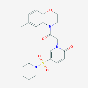 molecular formula C21H25N3O5S B2726007 1-[2-(6-甲基-2,3-二氢-4H-1,4-苯并噁嗪-4-基)-2-氧代乙基]-5-(哌啶-1-基磺酰基)吡啶-2(1H)-酮 CAS No. 1251593-36-8