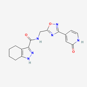 molecular formula C16H16N6O3 B2726010 N-((3-(2-氧代-1,2-二氢嘧啶-4-基)-1,2,4-噁二唑-5-基)甲基)-4,5,6,7-四氢-1H-吲唑-3-甲酰胺 CAS No. 2034368-92-6
