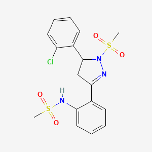 molecular formula C17H18ClN3O4S2 B2726014 N-(2-(5-(2-氯苯基)-1-(甲磺酰基)-4,5-二氢-1H-吡唑-3-基)苯基)甲磺酰胺 CAS No. 923131-56-0