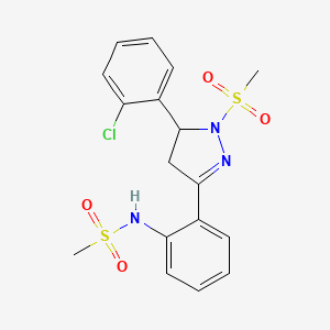 molecular formula C17H18ClN3O4S2 B2726014 N-(2-(5-(2-chlorophenyl)-1-(methylsulfonyl)-4,5-dihydro-1H-pyrazol-3-yl)phenyl)methanesulfonamide CAS No. 923131-56-0