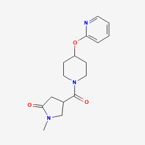 molecular formula C16H21N3O3 B2726019 1-甲基-4-(4-(吡啶-2-基氧基)哌啶-1-甲酰)吡咯烷-2-酮 CAS No. 1421492-21-8