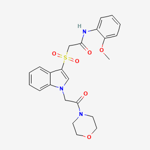 molecular formula C23H25N3O6S B2726020 N-(2-甲氧基苯基)-2-((1-(2-吗啉基-2-氧代乙基)-1H-吲哚-3-基)磺酰)乙酰胺 CAS No. 878059-39-3