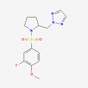 molecular formula C14H17FN4O3S B2726023 2-{[1-(3-fluoro-4-methoxybenzenesulfonyl)pyrrolidin-2-yl]methyl}-2H-1,2,3-triazole CAS No. 2097918-64-2