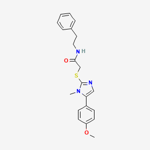 molecular formula C21H23N3O2S B2726027 2-((5-(4-methoxyphenyl)-1-methyl-1H-imidazol-2-yl)thio)-N-phenethylacetamide CAS No. 932329-86-7