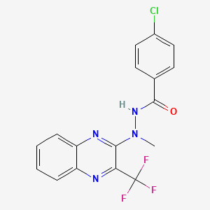 molecular formula C17H12ClF3N4O B2726036 4-chloro-N'-methyl-N'-[3-(trifluoromethyl)-2-quinoxalinyl]benzenecarbohydrazide CAS No. 338773-42-5