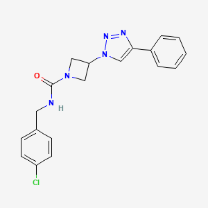 molecular formula C19H18ClN5O B2726044 N-(4-氯苯甲基)-3-(4-苯基-1H-1,2,3-噻唑-1-基)氮杂环丙烷-1-甲酰胺 CAS No. 2034426-36-1