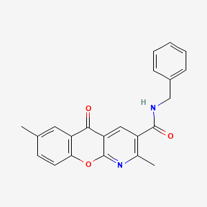 molecular formula C22H18N2O3 B2726045 N-苄基-2,7-二甲基-5-氧代-5H-咔唑并[2,3-b]吡啶-3-甲酰胺 CAS No. 338751-39-6
