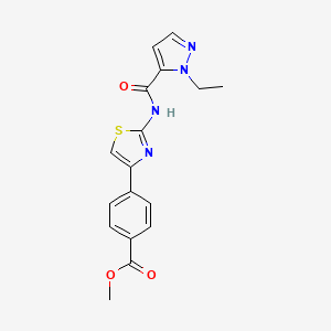 molecular formula C17H16N4O3S B2726053 methyl 4-(2-(1-ethyl-1H-pyrazole-5-carboxamido)thiazol-4-yl)benzoate CAS No. 1169990-56-0