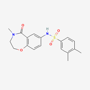 molecular formula C18H20N2O4S B2726060 3,4-二甲基-N-(4-甲基-5-氧代-2,3,4,5-四氢苯并[f][1,4]噁唑-7-基)苯甲磺酰胺 CAS No. 922061-65-2